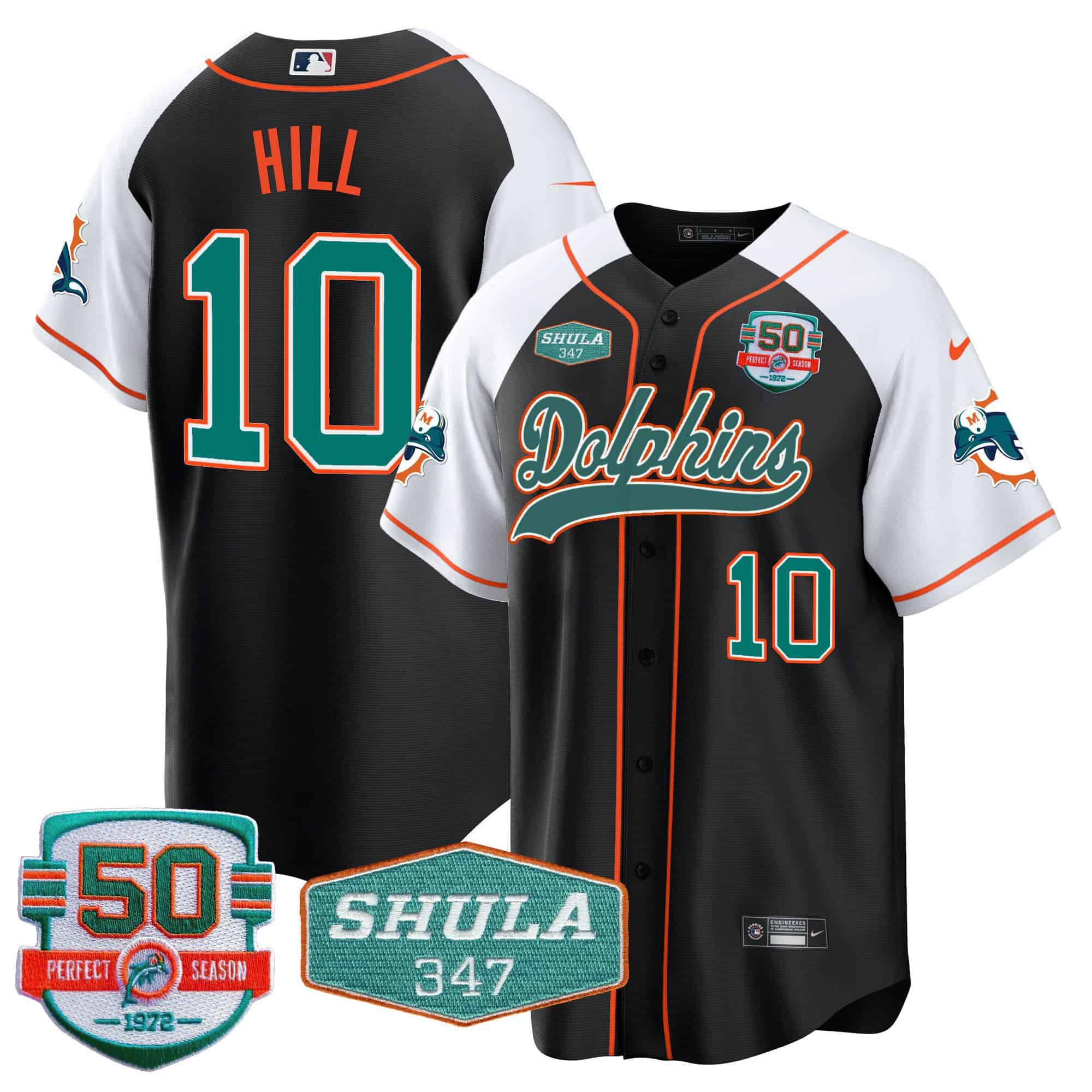 Men Miami Dolphins #10 Hill Black 2024 Nike 50th Don Shula Memorial Patch Baseball NFL Jersey->indianapolis colts->NFL Jersey